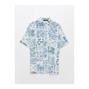 LC Waikiki Men's Regular Fit Short Sleeve Patterned Viscose Shirt