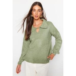 Trendyol Mint Wide Fit mäkký textúrovaný boucle úpletový sveter