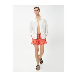 Koton Marine Shorts with a Palm Printed Tie Waist, Pocket
