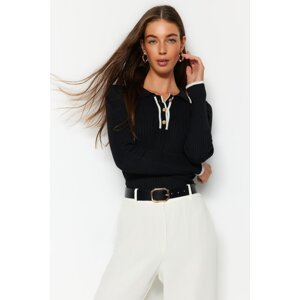 Trendyol Black Premium/Special Thread Pletený sveter