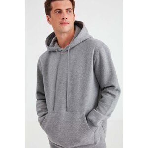 GRIMELANGE Jorge Men's Soft Fabric Hooded Corded Regular Fit Light Gray Sweatshirt