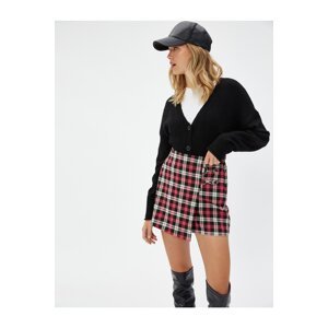 Koton Mini Short Skirt With Metal Accessory Detail Viscose Blend.