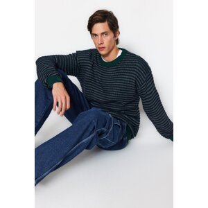 Trendyol Green Men's Regular Fit Crewneck Jacquard Knitwear Sweater