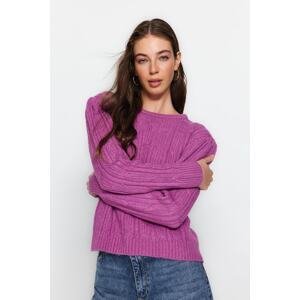 Trendyol fialový sveter s jemnou textúrou pletené odevy