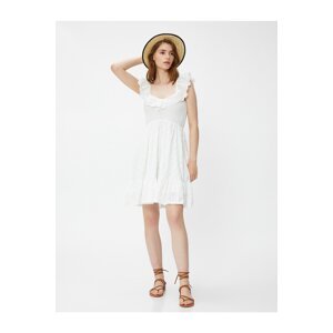 Koton Short Scalloped Dress with Straps and Gippes