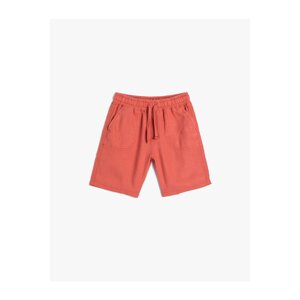 Koton Shorts Linen-Mixed with Tie Waist, Pockets.