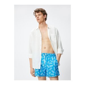 Koton Short Swim Shorts Pineapple Printed, Waist Lace, Pocket