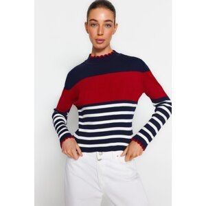 Trendyol Navy Blue Color Block Pletený sveter
