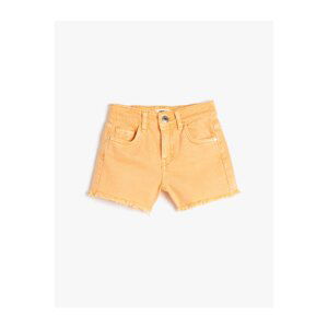 Koton Denim Shorts Pocket Cotton Adjustable Elastic Waist