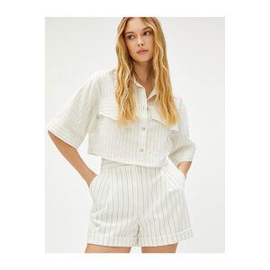 Koton Oversize Crop Shirt with Pocket Detail