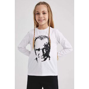 DEFACTO Girls Atatürk Printed Long Sleeved T-Shirt