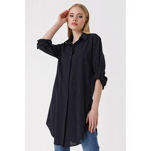 Bigdart 5885 Long Linen Shirt - Black