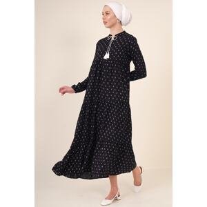 Bigdart 1627 Collar Lace-up Hijab Dress - Black