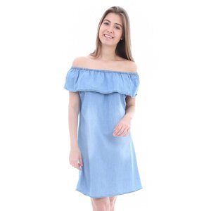 Bigdart 1481 Off-the-Shoulder Denim Dress - Light Blue
