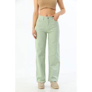 BİKELİFE Women's Aqua Green Wide Leg Palazzo High Waist Trousers