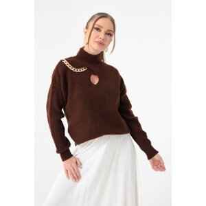 Lafaba Women's Brown Chain Rack Knitwear Sweater