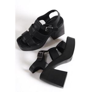 Capone Outfitters Capone Women's Chunky Toe Gladiator Strap Platform Heels, Black Women's Sandals