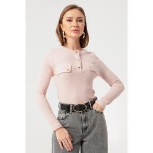 Lafaba Women's Powder Pocket Detailed Knitted Blouse
