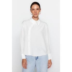 Trendyol Ecru Side Flap Oversize/Wide Fit Woven Shirt