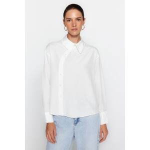 Trendyol Ecru Side Flap Oversize/Wide Fit Woven Shirt