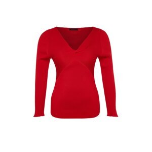 Trendyol Curve Red Collar Detailed Knitwear Sweater