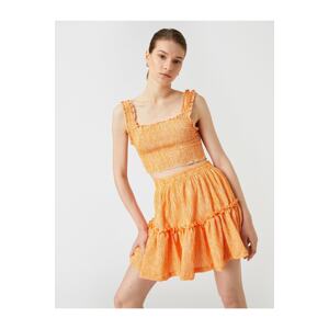 Koton Mini Skirt Patterned Frilled Elastic Waist