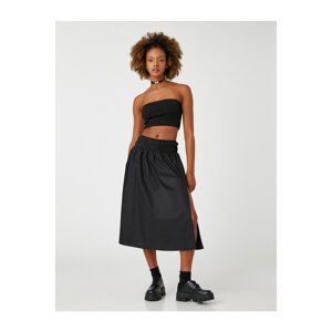 Koton Midi Skirt Slit Detailed Cotton Waist Gipped