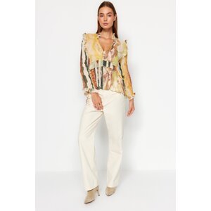 Trendyol Multicolored Tie Detailed Ruffled Woven Blouse