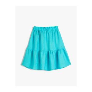 Koton Layered Midi Skirt with an Elastic Waist, Linen Blend.