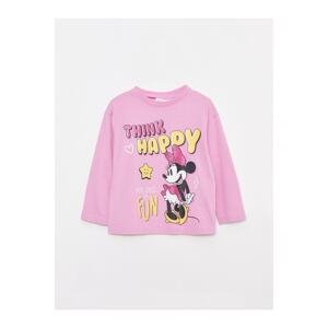 LC Waikiki Crew Neck Mickey Mouse Printed Long Sleeved Baby Girl's T-Shirt