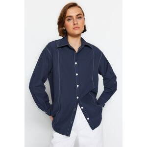 Trendyol Navy Blue Shirt with Contrast Stitching