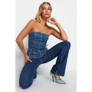 Trendyol Blue Lacing Detailed Denim Bustier