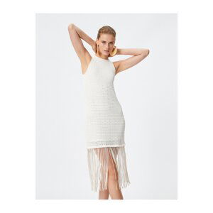 Koton Şahika Ercümen Tasseled Halter Neck Openwork Dress