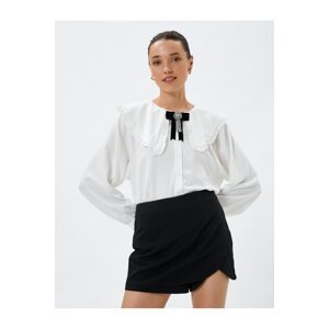 Koton Baby Collar Shirt with Balloon Sleeves and Buttoned Viscose