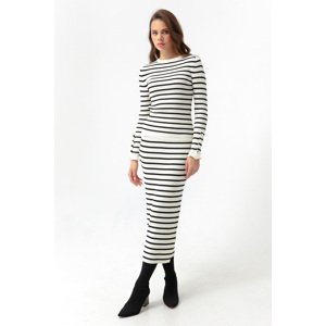 Lafaba Women's White Skirt and Striped Knitwear Suit