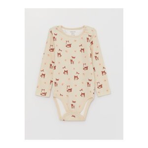 LC Waikiki Crew Neck Long Sleeve Printed Baby Girl Bodysuit 2-Piece