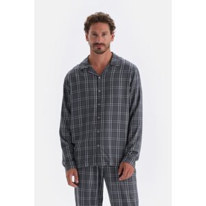 Dagi Smoked Plaid Woven Shirt Pajama Top
