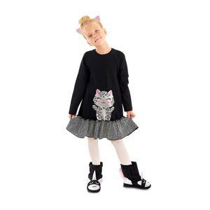 Denokids Silver Leopard Girl Black Dress