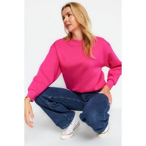 Trendyol Fuchsia Thick Fleece Inside Regular/Normal fit Crew Neck Basic Knitted Sweatshirt