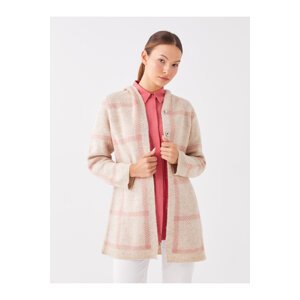 LC Waikiki LCWAIKIKI Classic Women's Hooded Plaid Long Sleeve Knitwear Cardigan