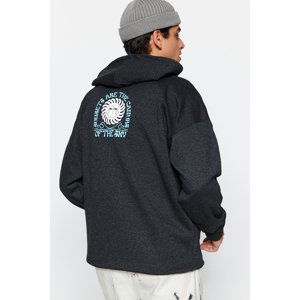 Trendyol Anthracite Oversize/Wide-Fit Mystic Printed Fleece Inside Sweatshirt