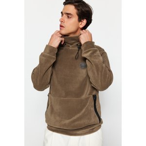 Trendyol Limited Edition Khaki Men's Regular/Normal Cut Geometric Print Fleece Sweatshirt