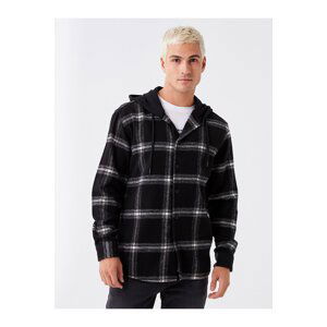 LC Waikiki Men's Hooded Regular Fit Long Sleeve Plaid Shirt Jacket