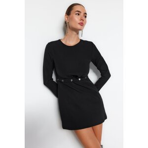 Trendyol Black Snap Detailed Mini Woven Dress