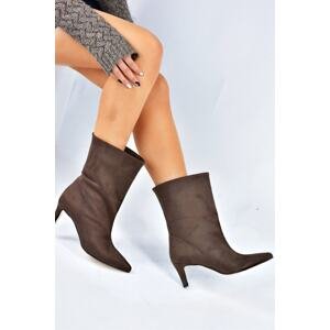 Fox Shoes Women's Brown Suede Short Heeled Boots