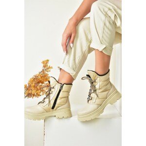 Fox Shoes Beige Fabric Women's Boots