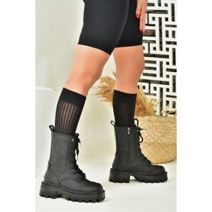 Fox Shoes Black Thick-soled Women's Ankle Boots