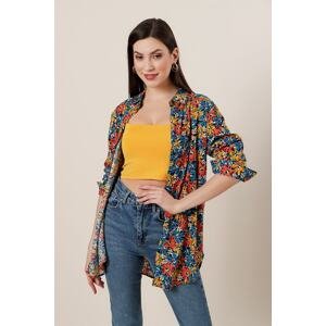 By Saygı Floral Pattern Oversized Shirt Blue