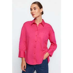 Trendyol Pink Oversize/Wide Fit Poplin Woven Shirt