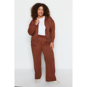 Trendyol Curve Brown Wide Cut, Thin Knitted Tracksuit Set